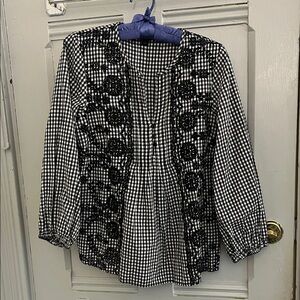 J Crew gingham and eyelet blouse size small